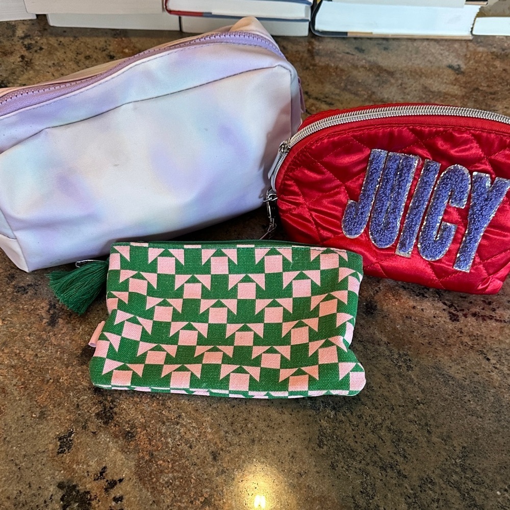 Juicy Couture Red Quilted Pouch Trio bundle